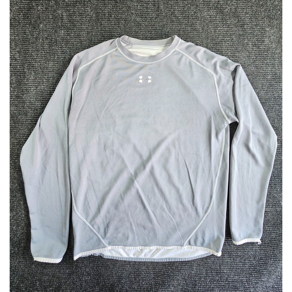Under Armour Mens XL Gray HeatGear Athletic Shirt Raglan Long Sleeve Pullover